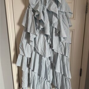 Striped Blue and White Bedding Set